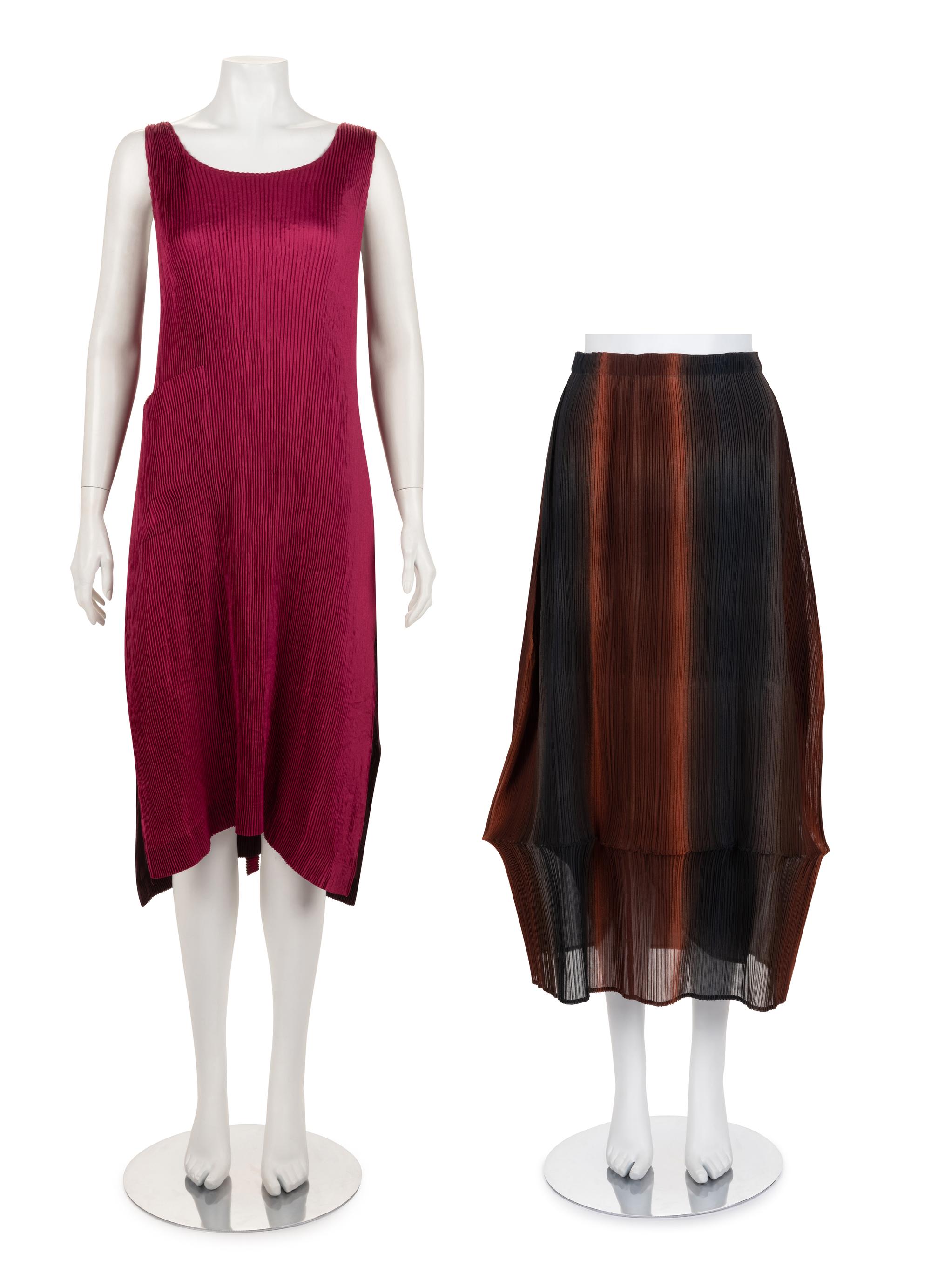 Two Issey Miyake Pleated Items: One 'Apron' Dress and One Skirt, Fall/Winter 1995-96