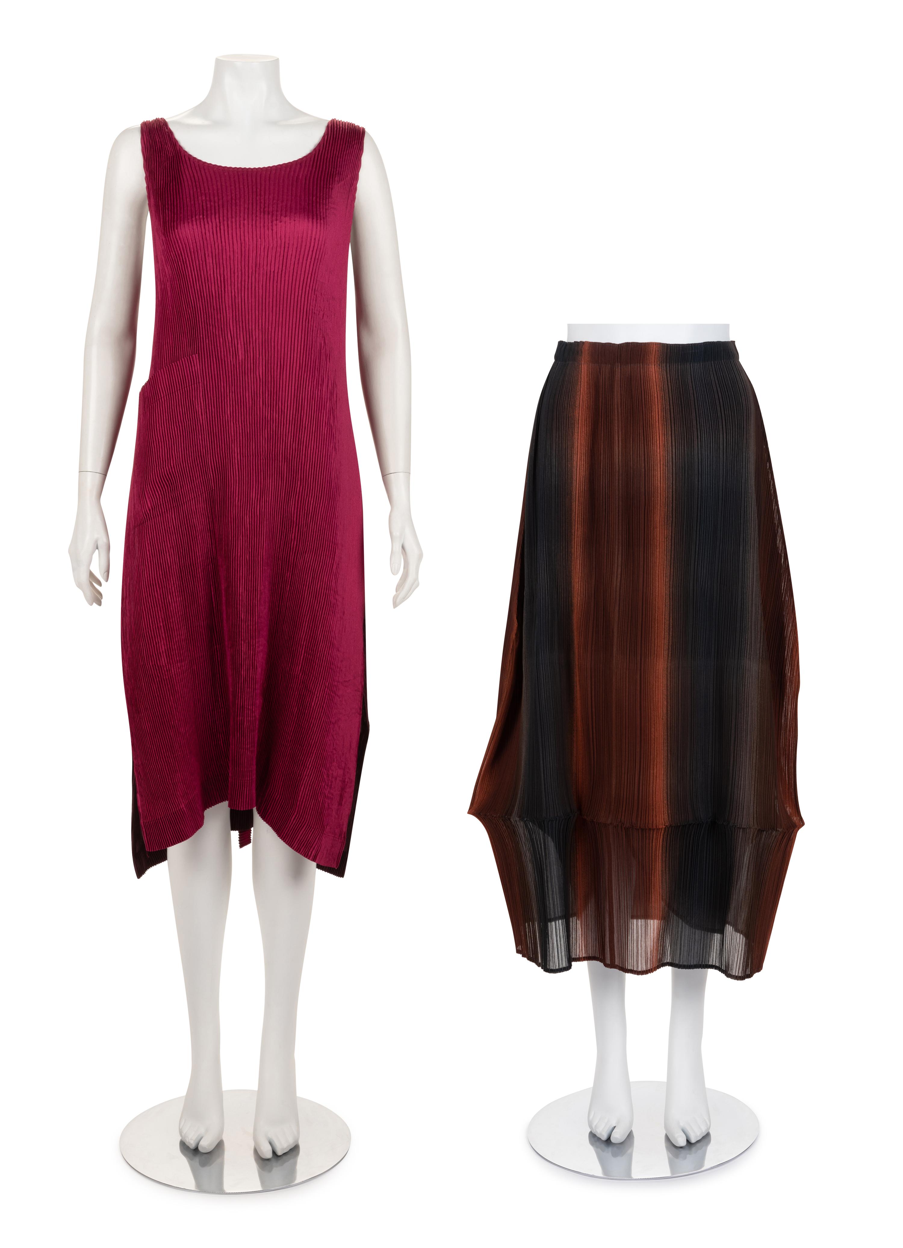 Two Issey Miyake Pleated Items: One 'Apron' Dress and One Skirt, Fall/Winter 1995-96