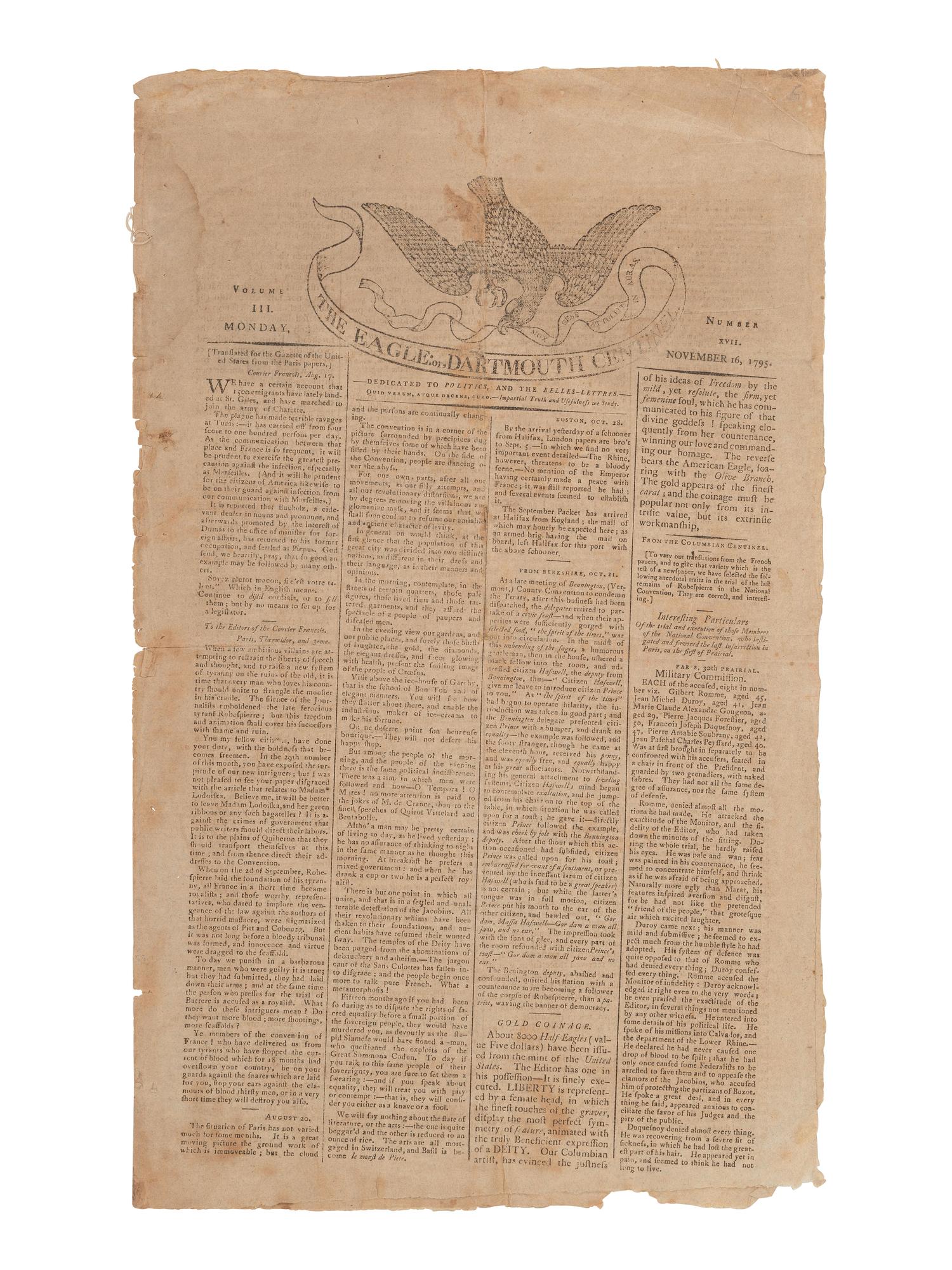 [COLONIAL]. Proceedings of the Grand Federal Convention broadside.