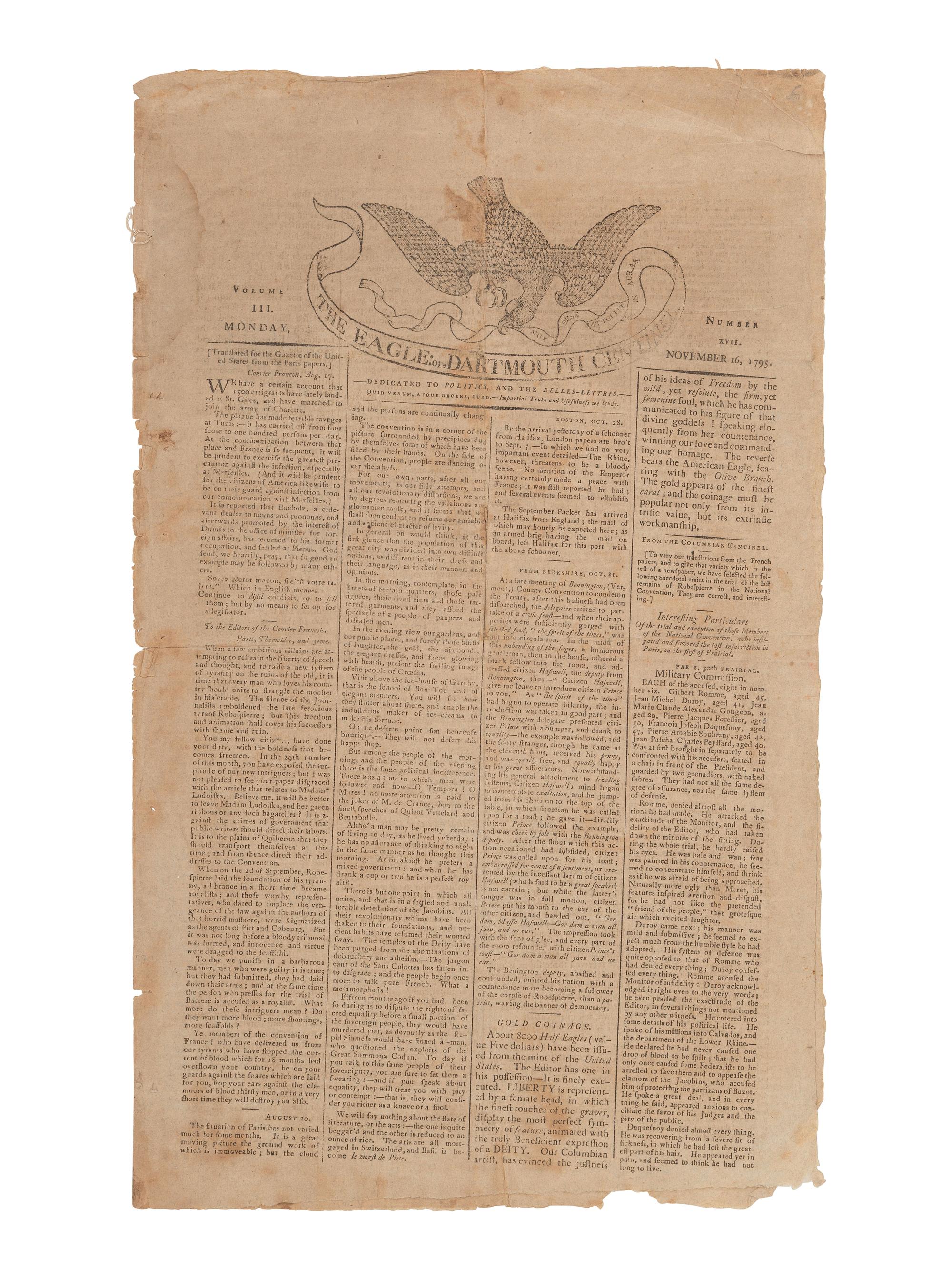 [COLONIAL]. Proceedings of the Grand Federal Convention broadside.