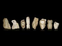 Eight Chinese Celadon Jade Carvings of Cicadidae