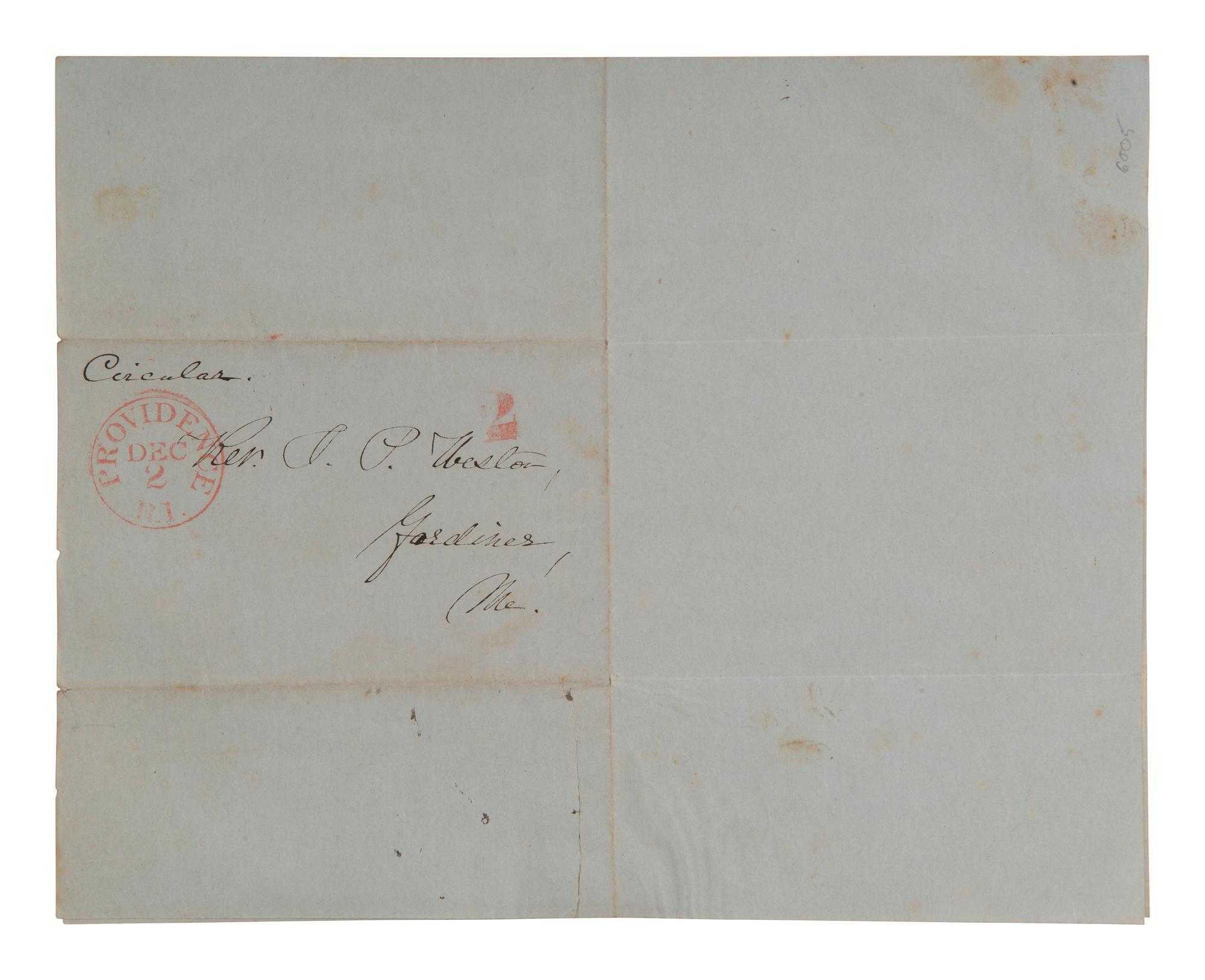 [ABOLITION] Universalist Church circular outlining a protest against slavery signed by James Weston