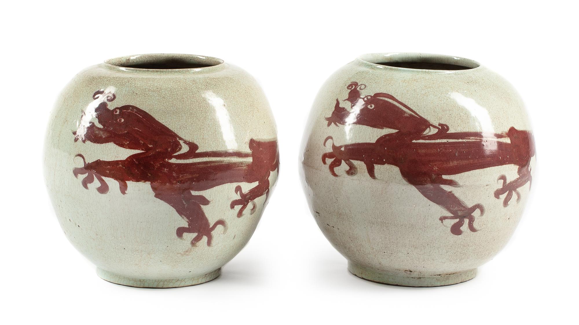 A Pair of Chinese Porcelain Vases Height 17 1/2 inches.