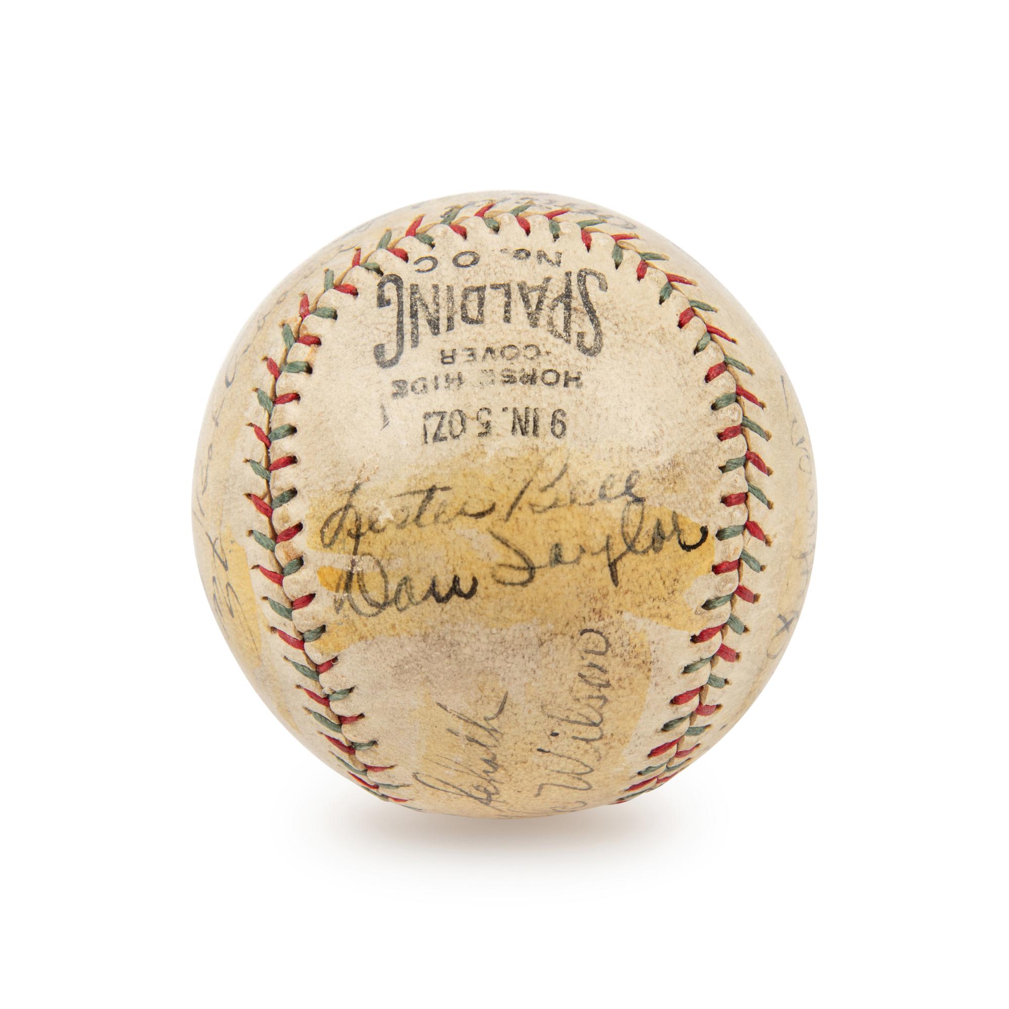 A 1930 Chicago Cubs Team Signed Autograph Baseball with Rogers Hornsby, Hack Wilson, Kiki Cuyler and Gabby Hartnett (Beckett Authentication Services Letter)