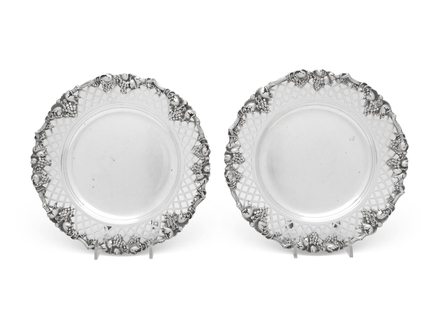 A Pair of Continental Silver-Plate Wine Coasters