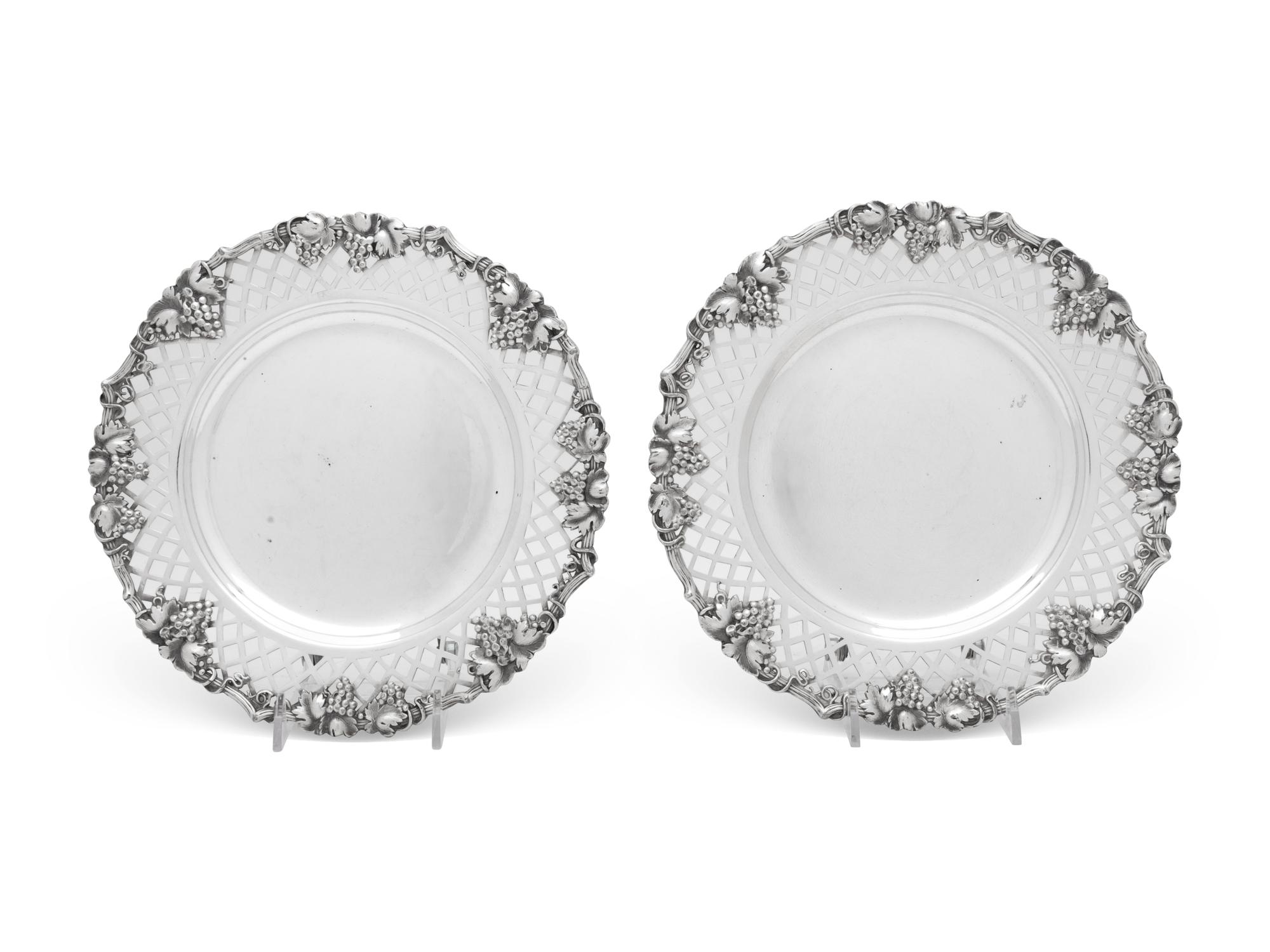 A Pair of Continental Silver-Plate Wine Coasters