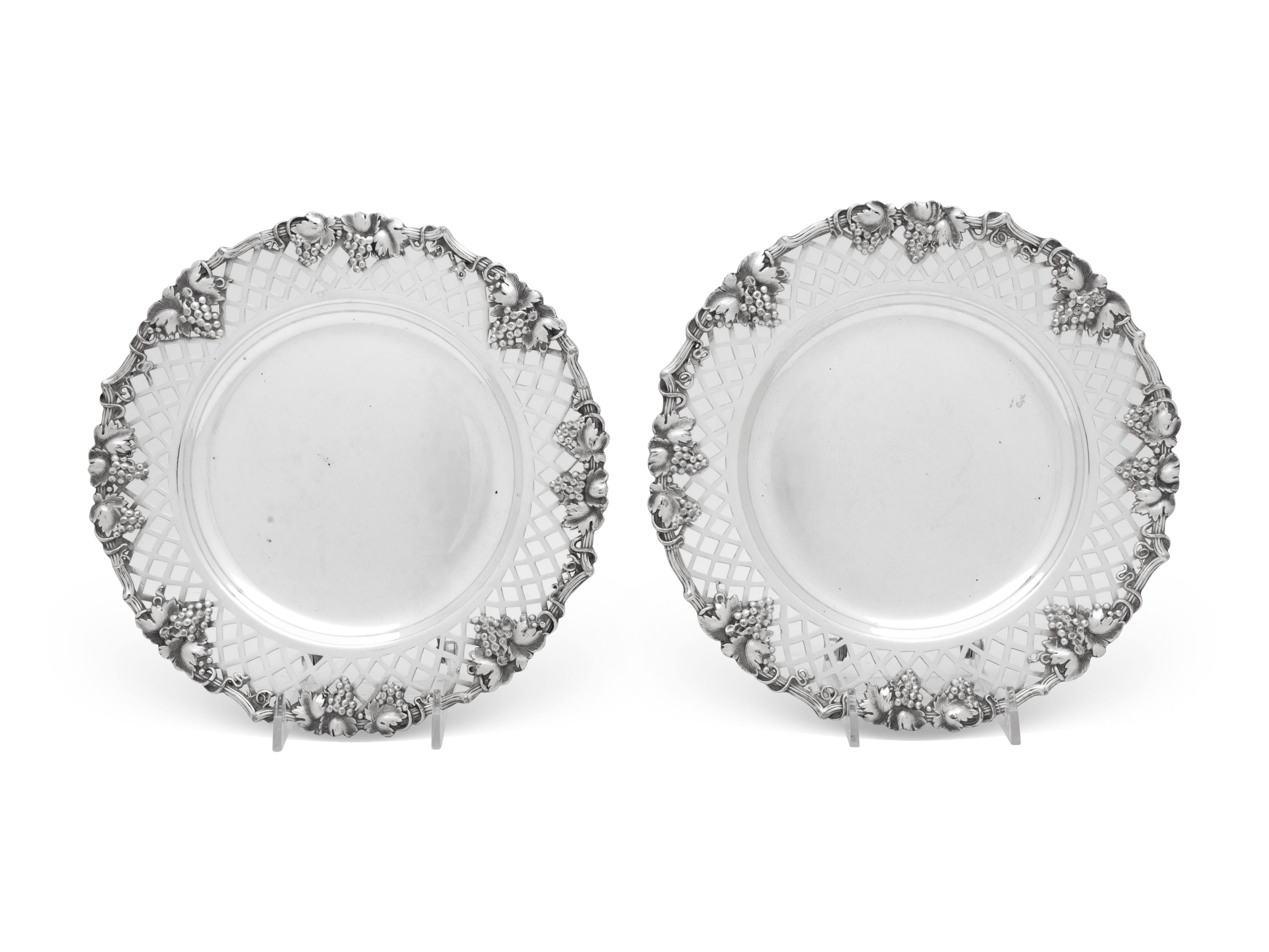 A Pair of Continental Silver-Plate Wine Coasters