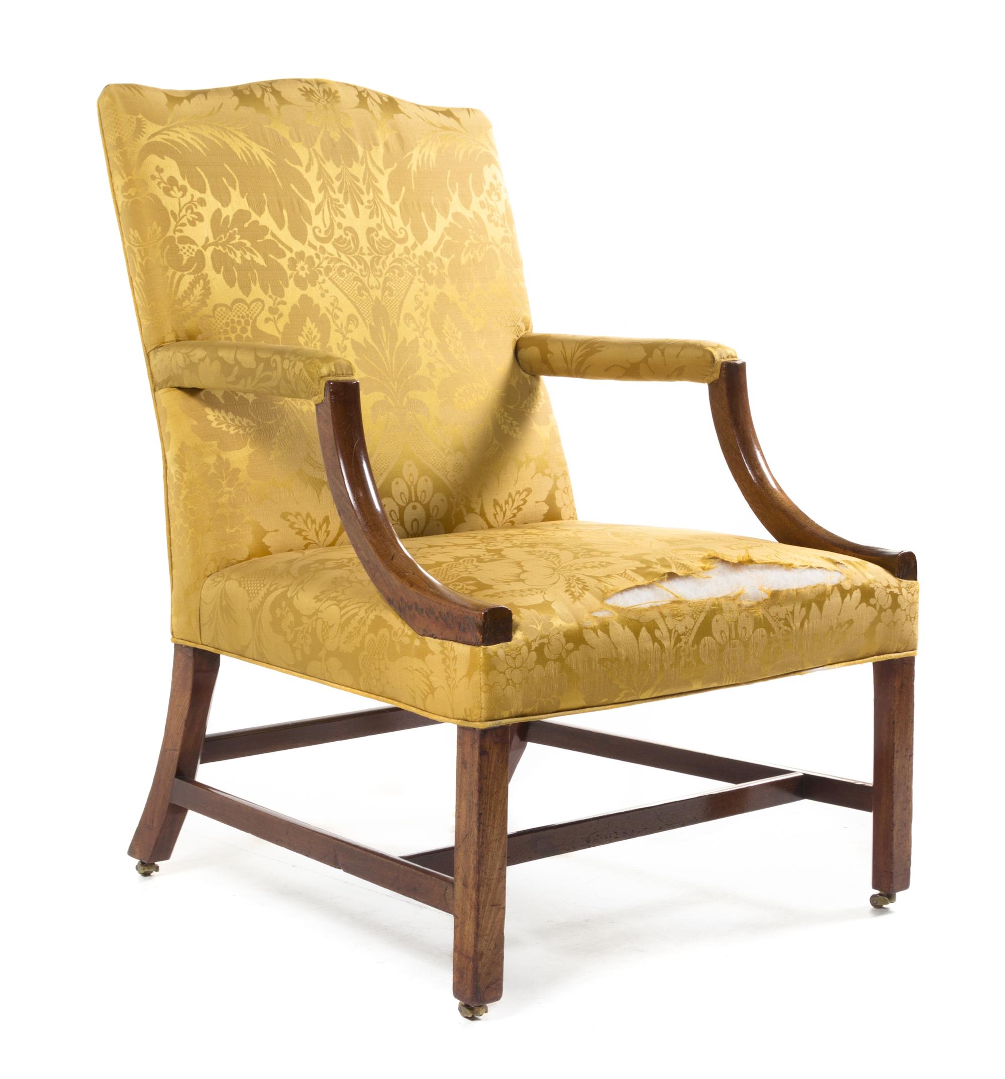 A George III Mahogany Library Chair Height 39 inches. — LATE 18TH CENTURY