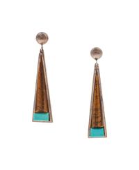 Silver, Ironwood, and Turquoise Earrings