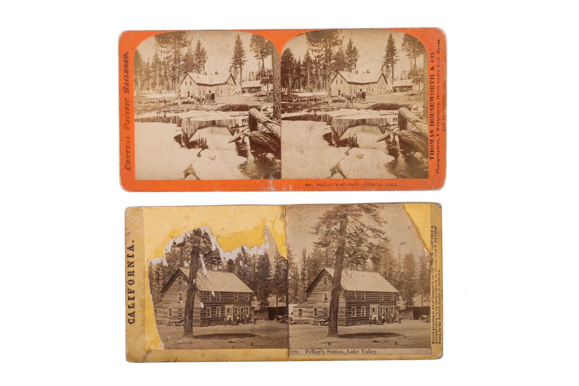 [CALIFORNIA]. A group of 9 stereoviews of California, incl. images by Lawrence & Houseworth, Pond, and Taber.