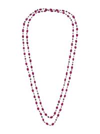RUBY AND BLACK DIAMOND BEAD NECKLACE