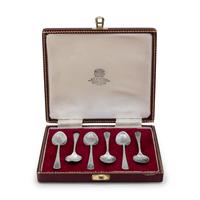 A Cased Set of Six English Silver Coffee Spoons