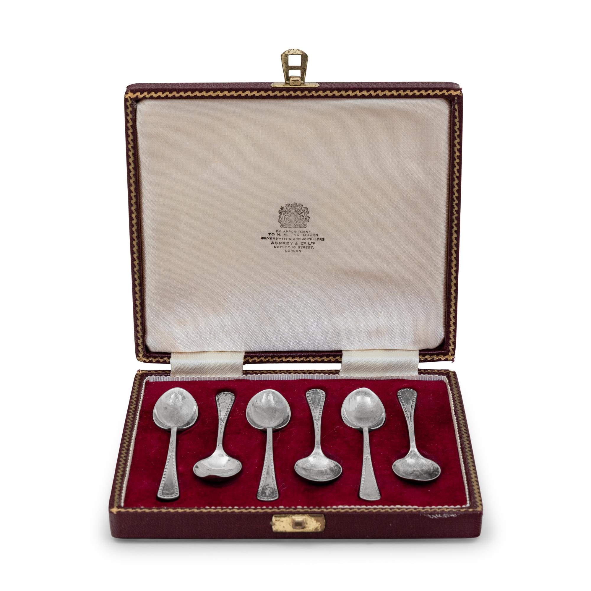 A Cased Set of Six English Silver Coffee Spoons