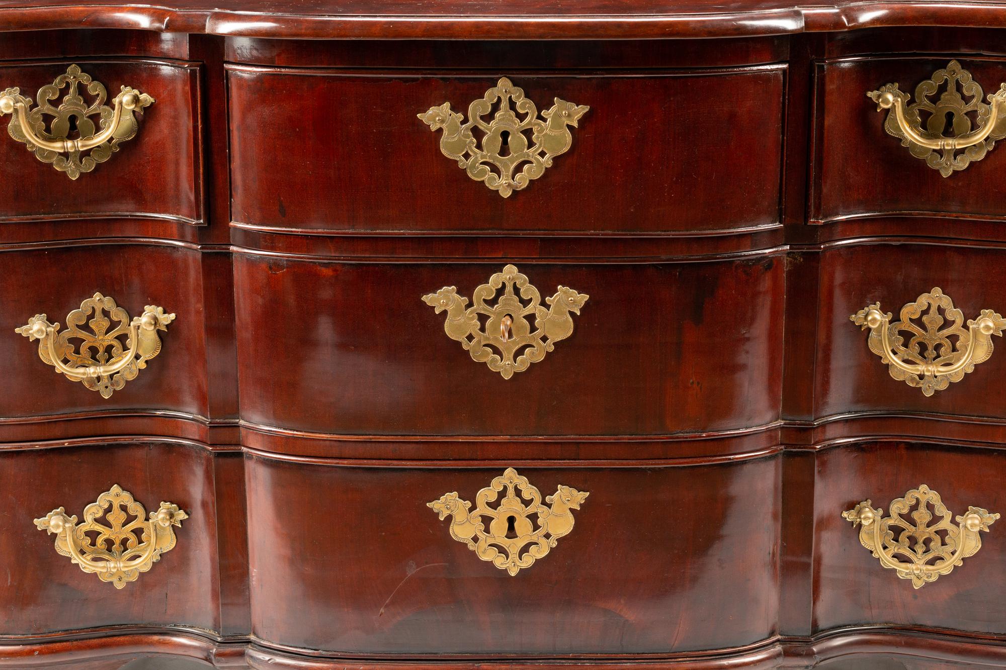 A Continental Bronze Mounted Mahogany Chest of Drawers