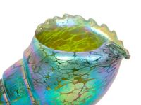 A Loetz Papillon Iridescent Art Glass Conch-Form Vase