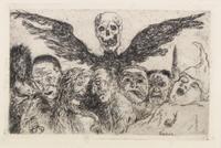 James Ensor, (Belgian, 1860-1949), Winged Skull and Demons