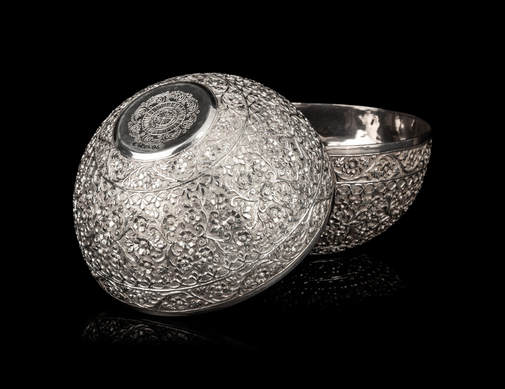 Four Indian Chased Silver Bowls
