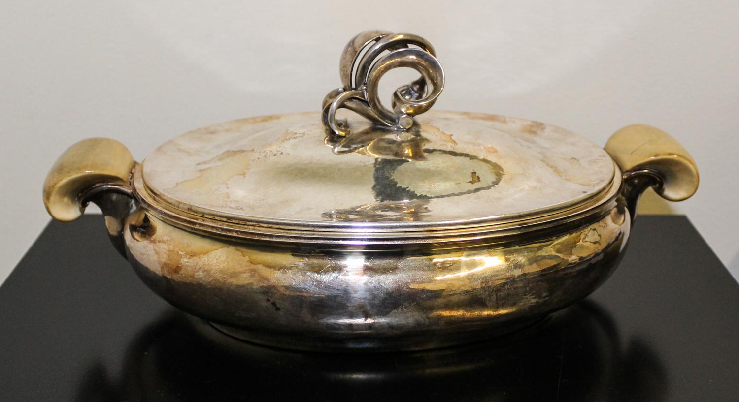 A Danish Silver Covered Entree, Rasmussen 1975 Width over handles 13 inches.
