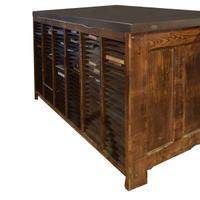 An Oak and Steel Printer's Cabinet 65" W x 39" D x 38.5" H — United States, 20th Century