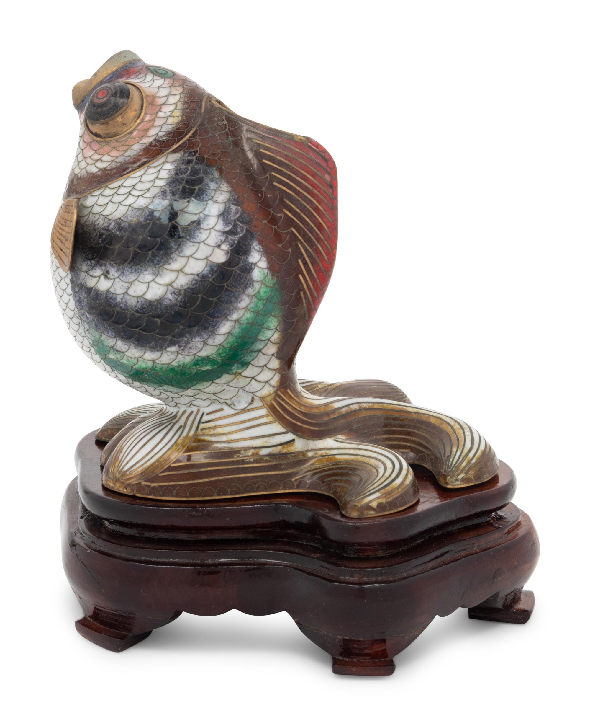 A Chinese Cloisonné Model of a Goldfish