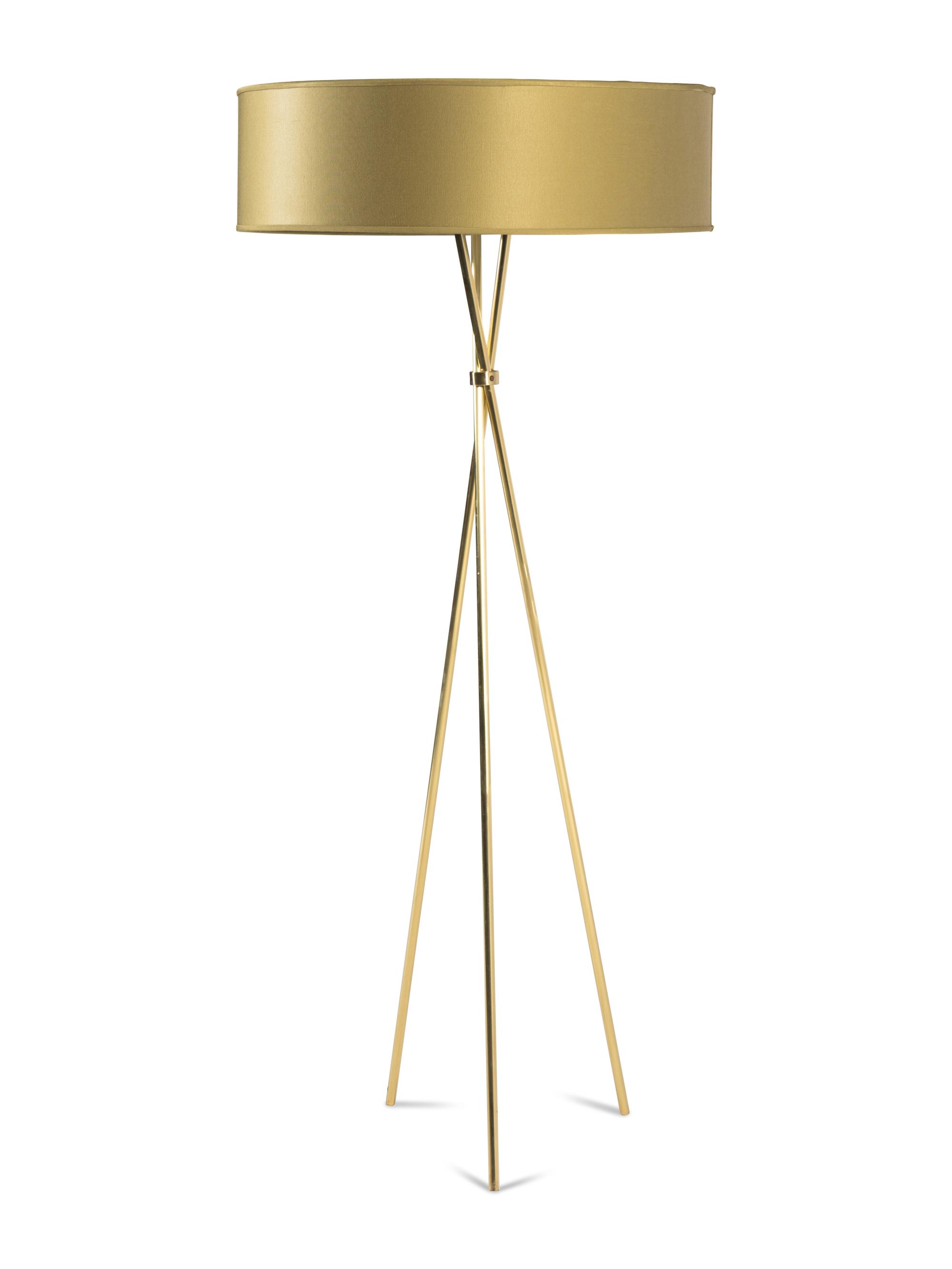A Contemporary Brass Tripod Floor Lamp