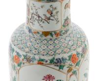 A Chinese Famille Verte Porcelain Rouleau Vase