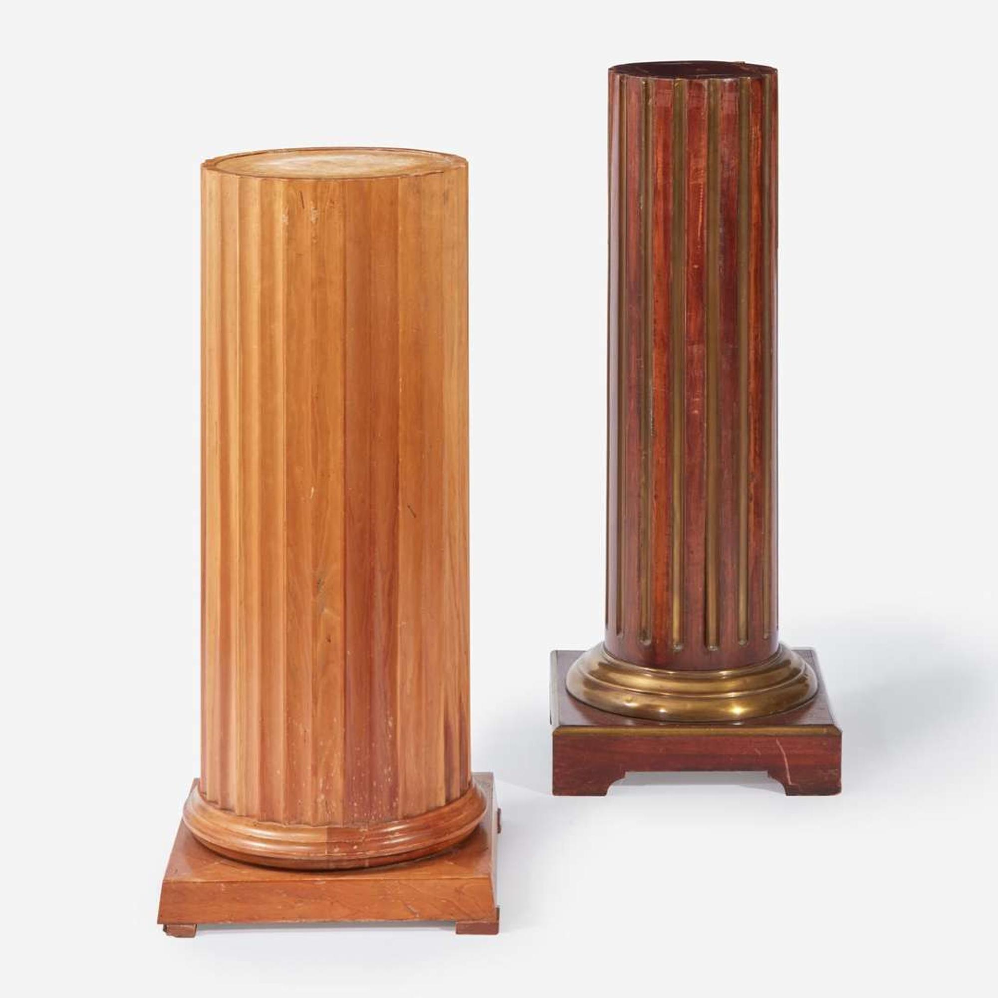 Two Fluted Wood Column Pedestals early 20th century