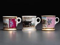 Three Open Touring Car Porcelain Occupational Shaving Mugs