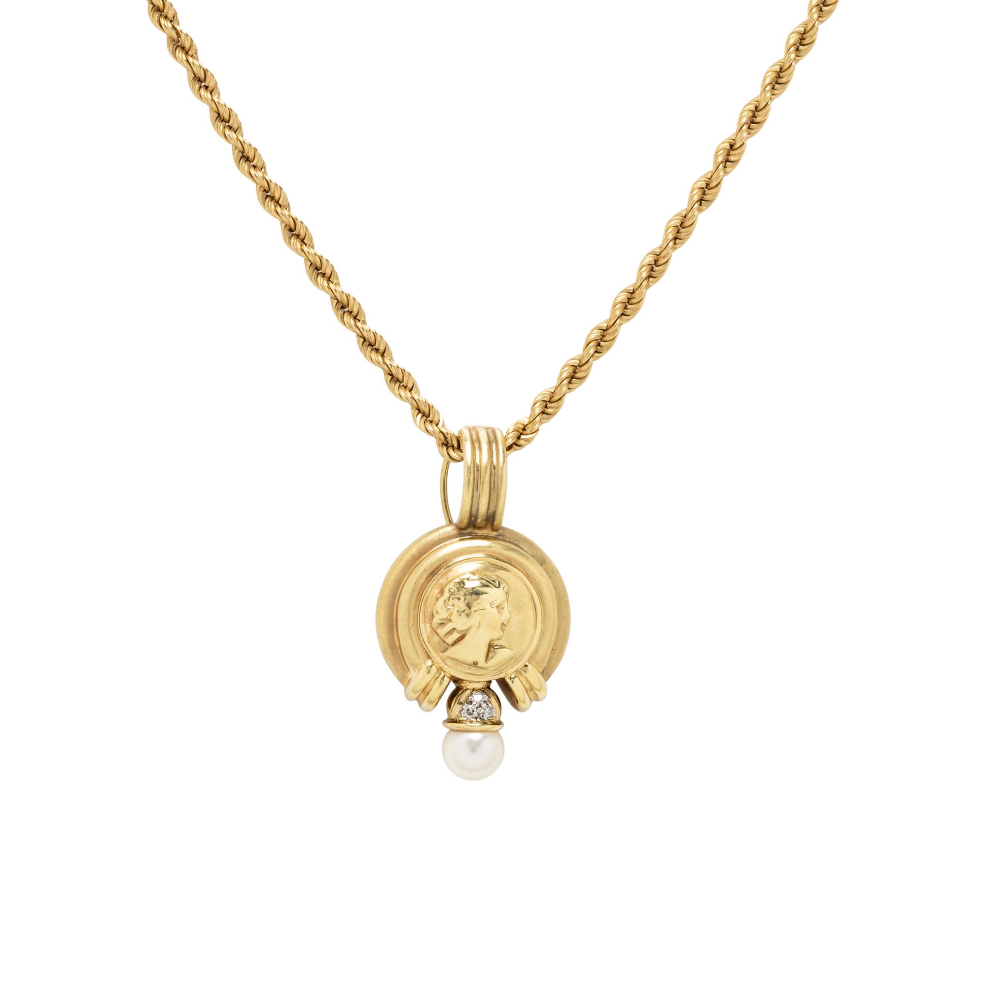 YELLOW GOLD NECKLACE WITH TWO PENDANTS