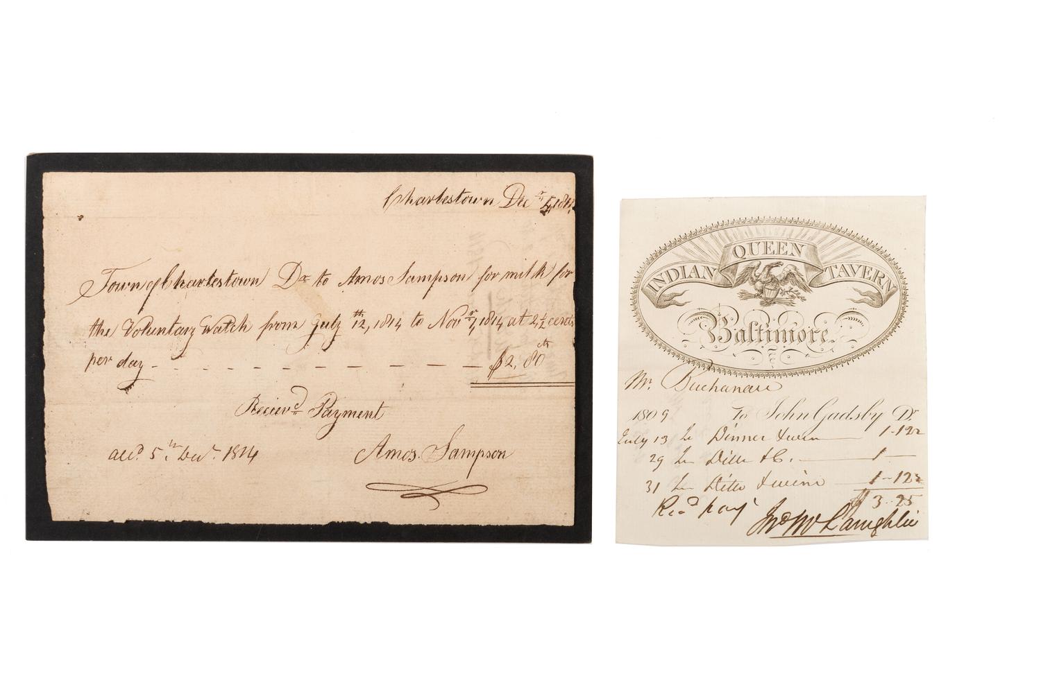[COLONIAL] Late 18th Century receipts, including the Indian Queen Tavern, and copies of the Pennsylvania Gazette.