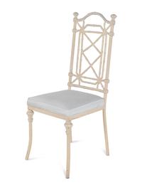 A White-Painted Cast Metal Faux Bamboo Dining Suite