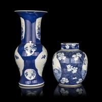 Two Chinese Blue and White Porcelain Covered Vessels