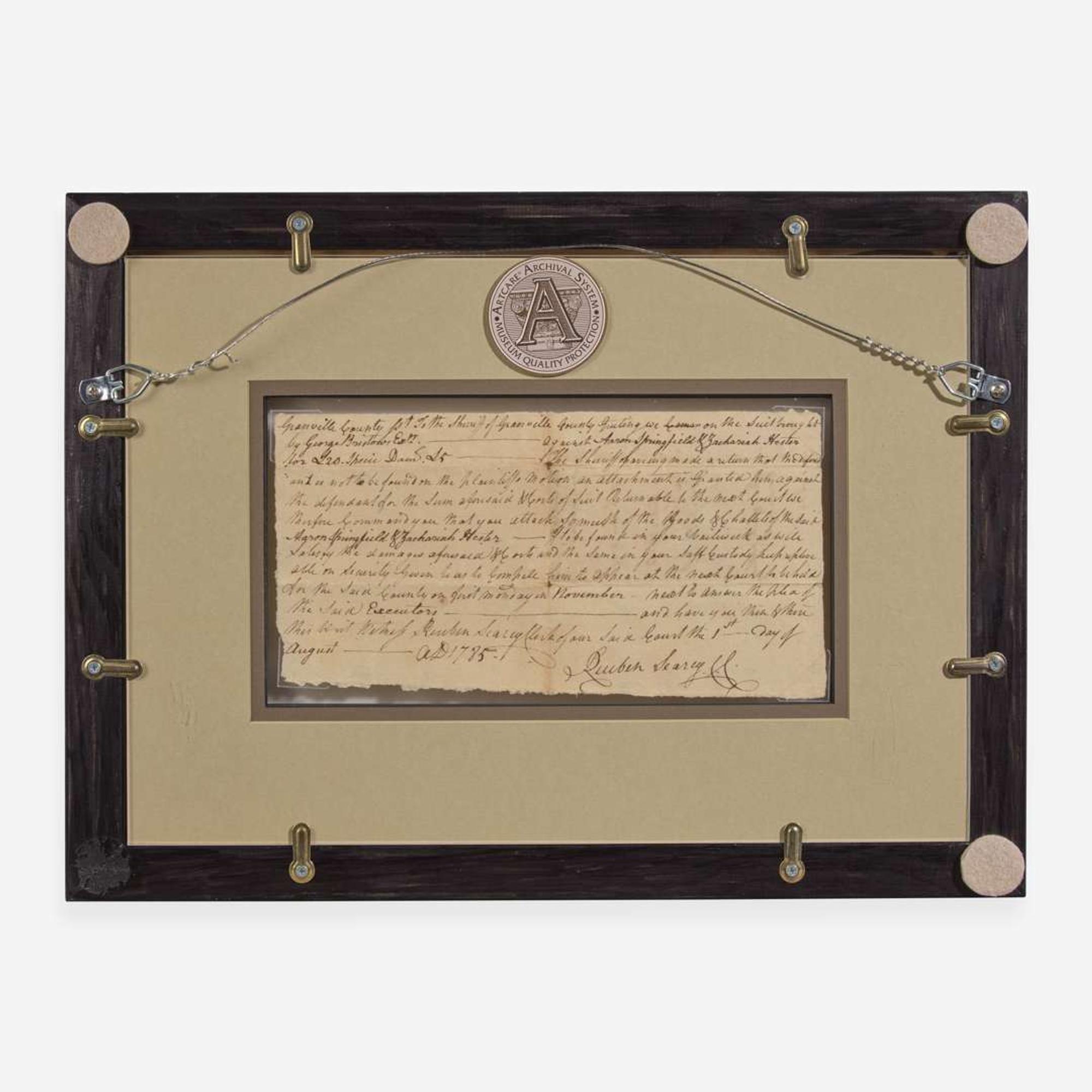 [Declaration of Independence] [North Carolina] Penn, John Manuscript Document, initialed