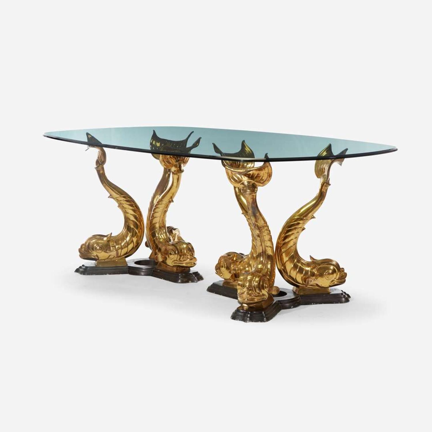 Fantasy Double Pedestal Dining Table, circa 1970s
