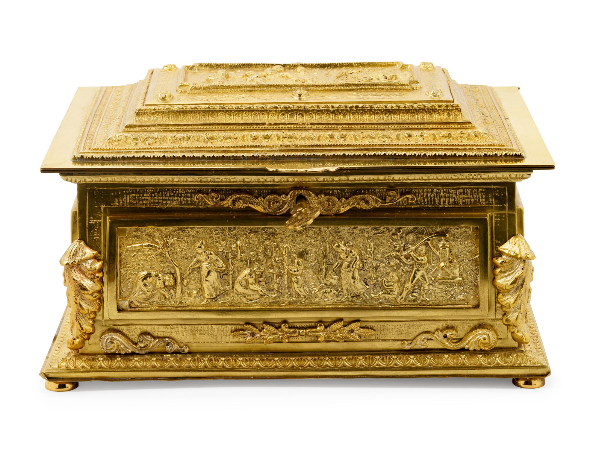 A French Gilt Bronze Jewelry Casket
