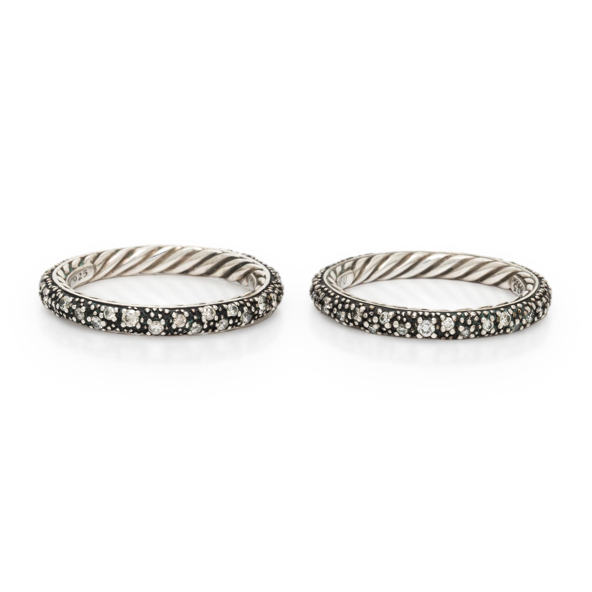 David Yurman, 'Midnight Mélange', Pair of Diamond and Blackened Sterling Silver Rings