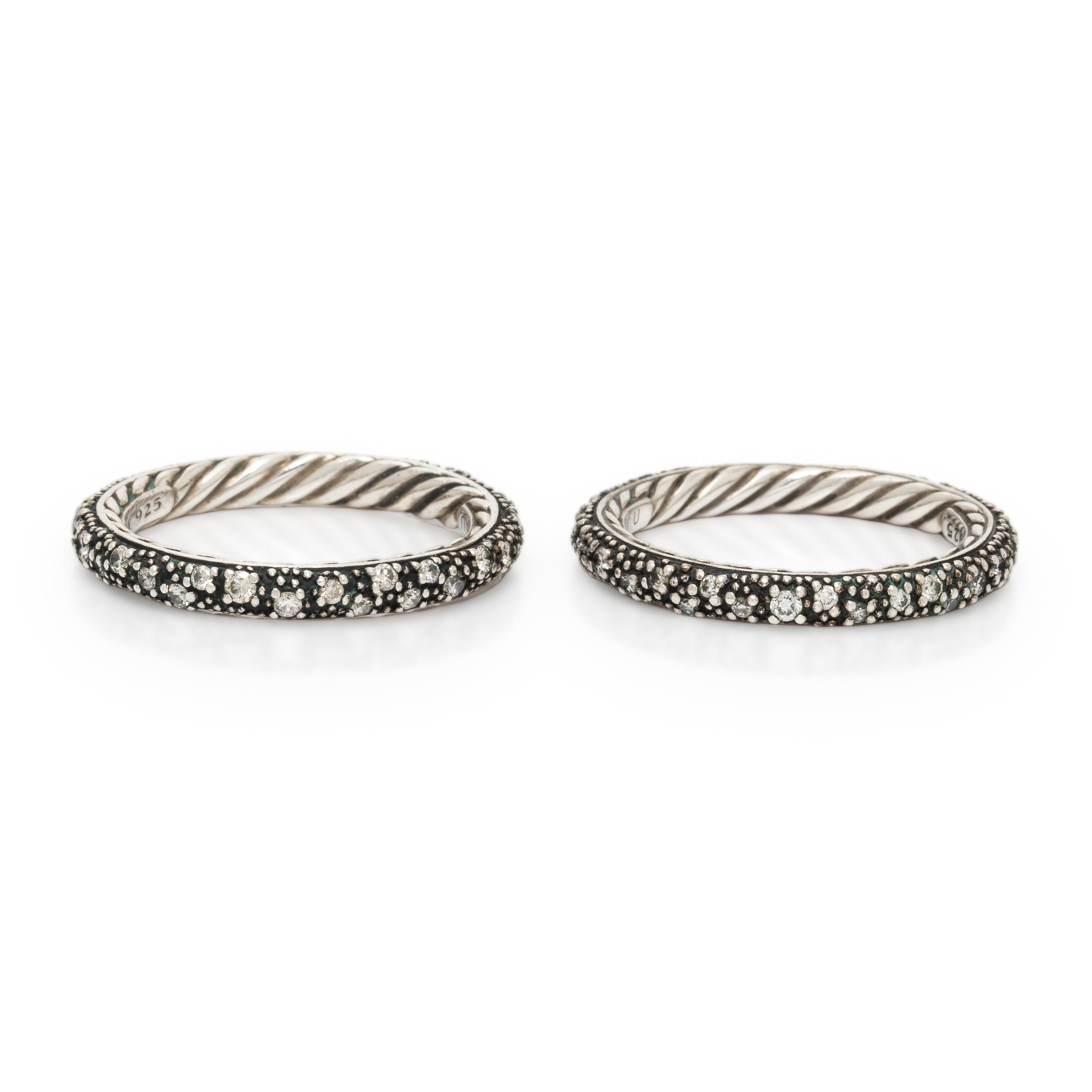David Yurman, 'Midnight Mélange', Pair of Diamond and Blackened Sterling Silver Rings