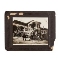 [LINCOLN'S FUNERAL]. A photograph of the "Nashville" locomotive that conveyed President Lincoln's body, ca. 24 April 1865. Printed ca late 19th-early 20th century.