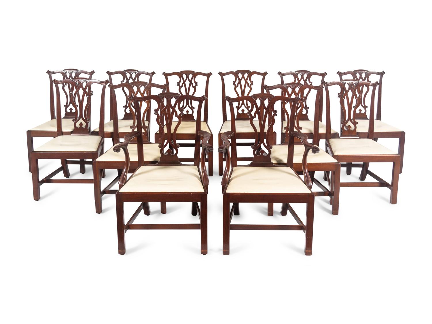 A Set of Twelve Chippendale Style Mahogany Dining Chairs