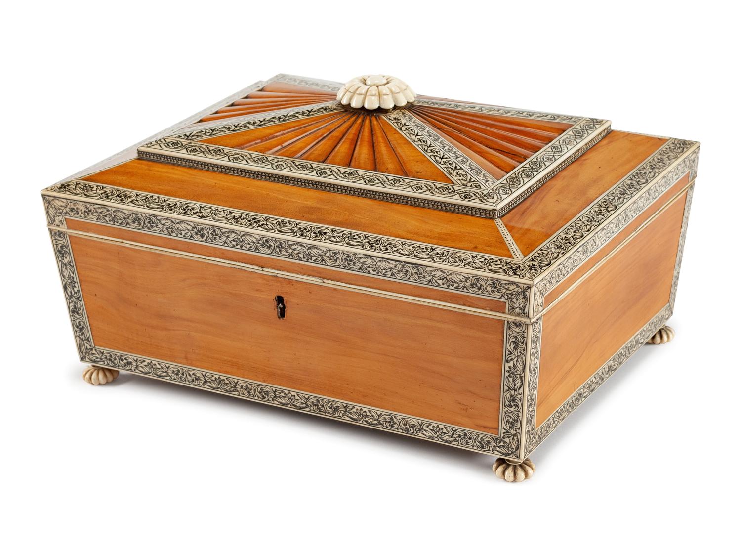 An Anglo-Indian Bone Mounted Work Box