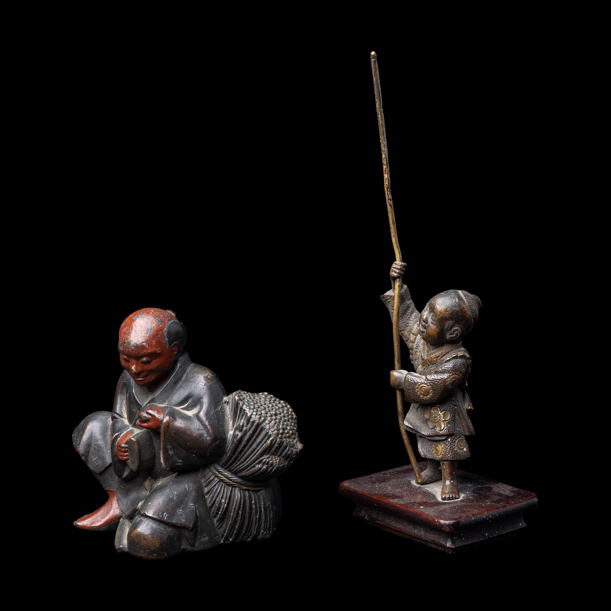 Two Small Japanese Bronze Figures