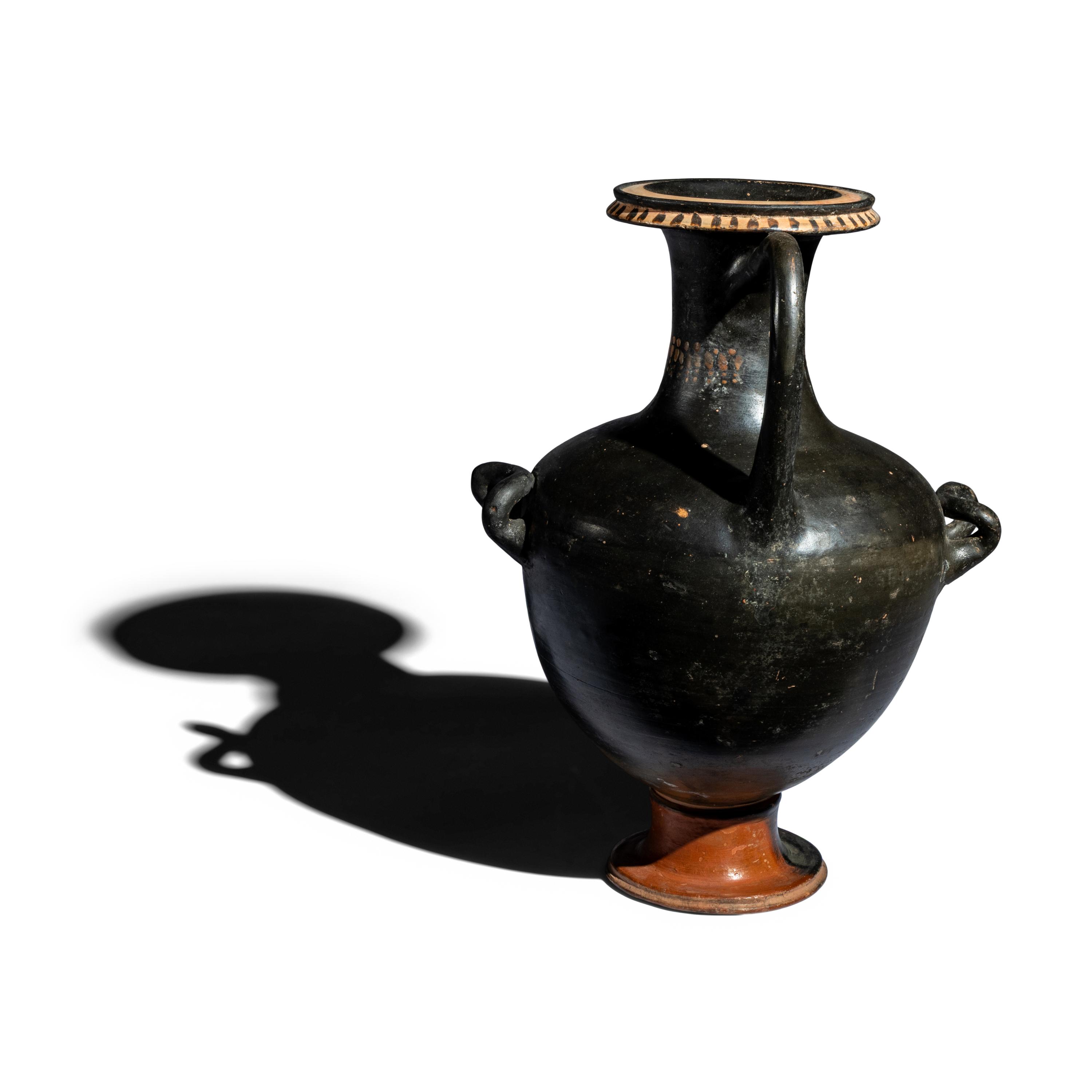 An Apulian Black-Glazed Hydria