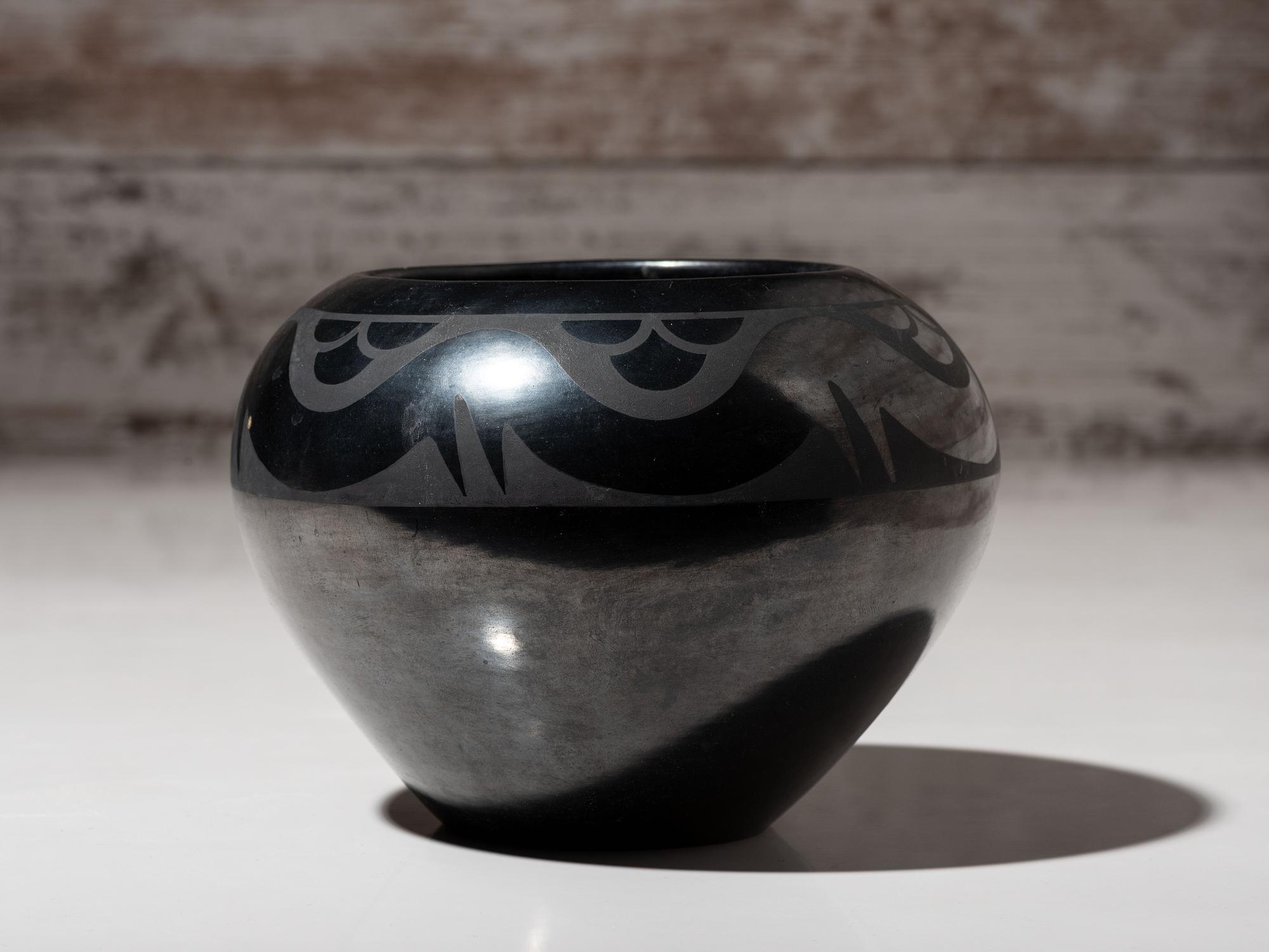 Blackware Pottery Jar, with Gunmetal Finish, 1956-1959