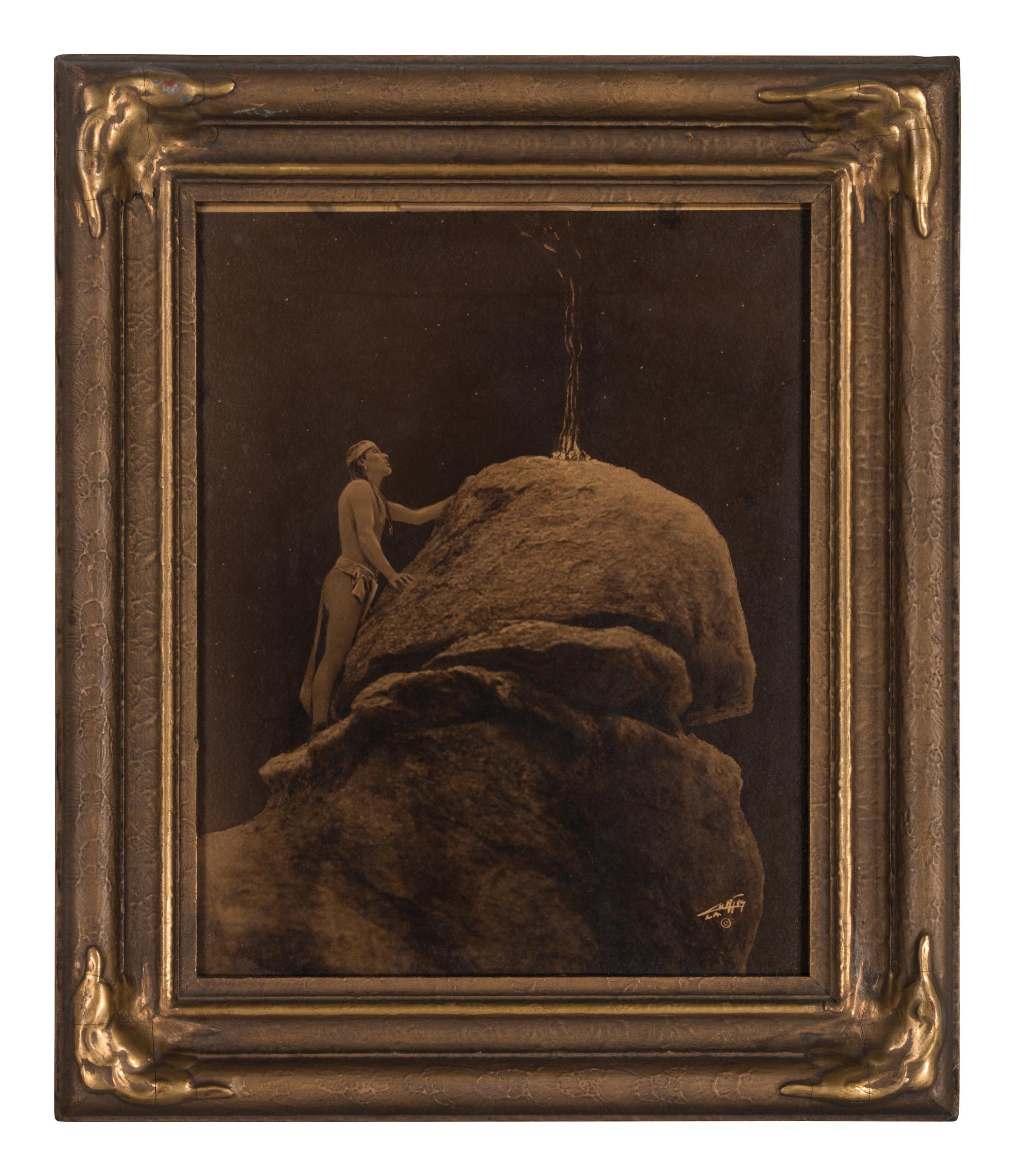 CURTIS, Edward (1868-1952), photographer. Signal Fire to the Mountain Gods. Ca 1909.