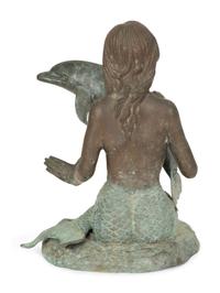 A Chinese Bronze Sculpture of a Mermaid with Dolphin