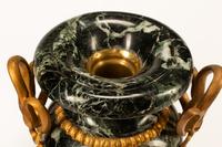 A Pair of French Gilt Bronze and Marble Urns