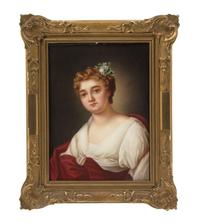 A Berlin (K.P.M.) Porcelain Portrait Plaque, Height of porcelain 8 3/8 x width 6 1/8 inches.