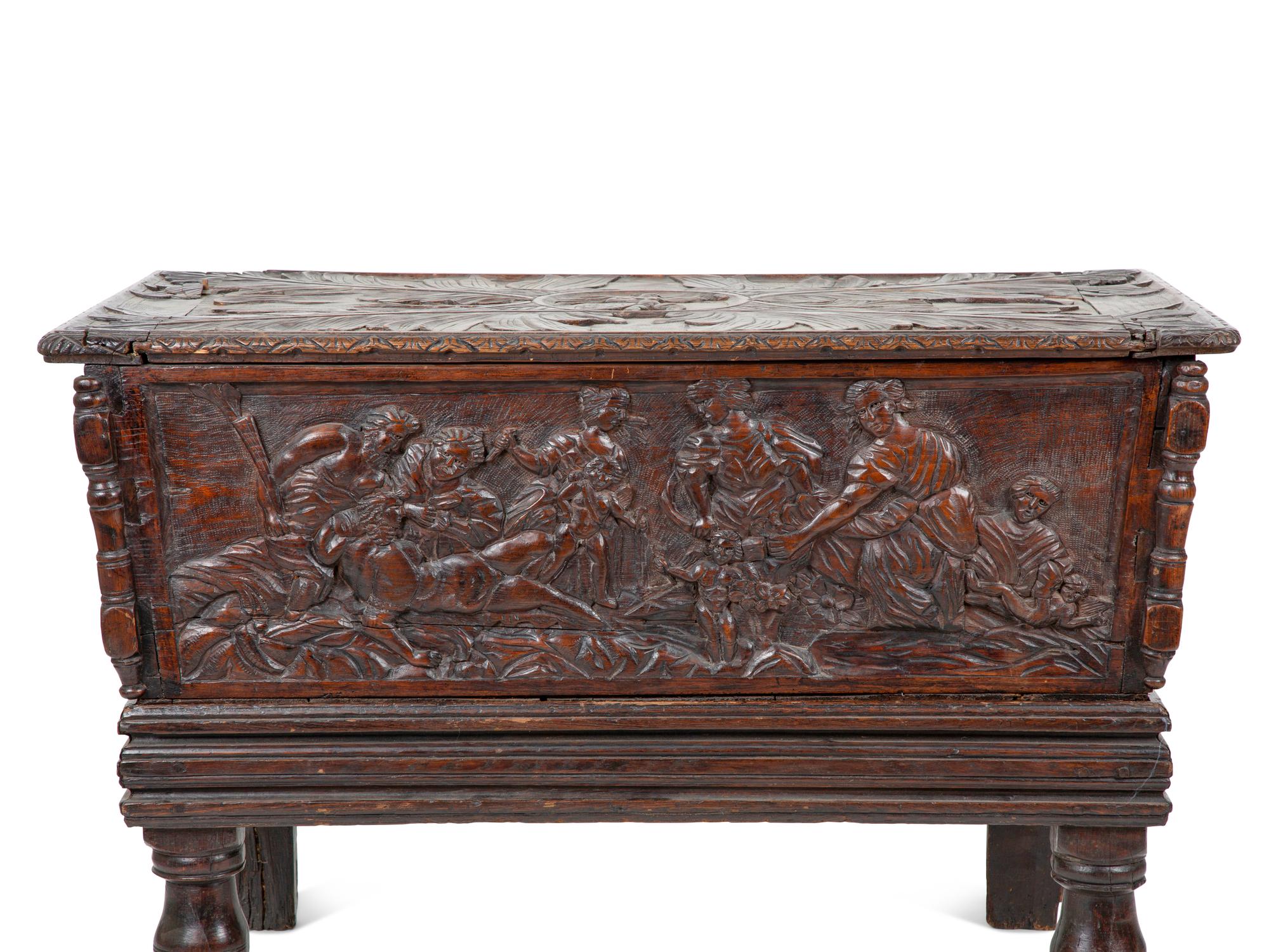 A Continental Carved Walnut Coffer on Stand — 18TH/19TH CENTURY