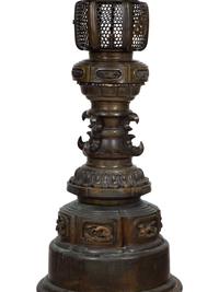 A Monumental Japanese Bronze Garden Lantern