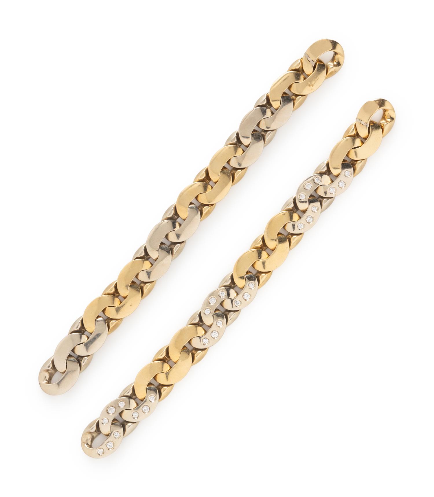 POMELLATO, BICOLOR GOLD AND DIAMOND CONVERTIBLE BRACELETS